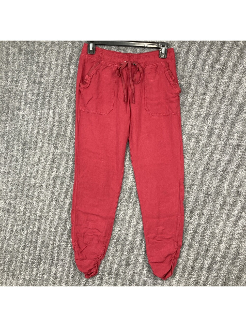 Rue 21 Juniors XS Maroon Burgundy Elastic Waist Cinch Cuff 100% Rayon Pants
